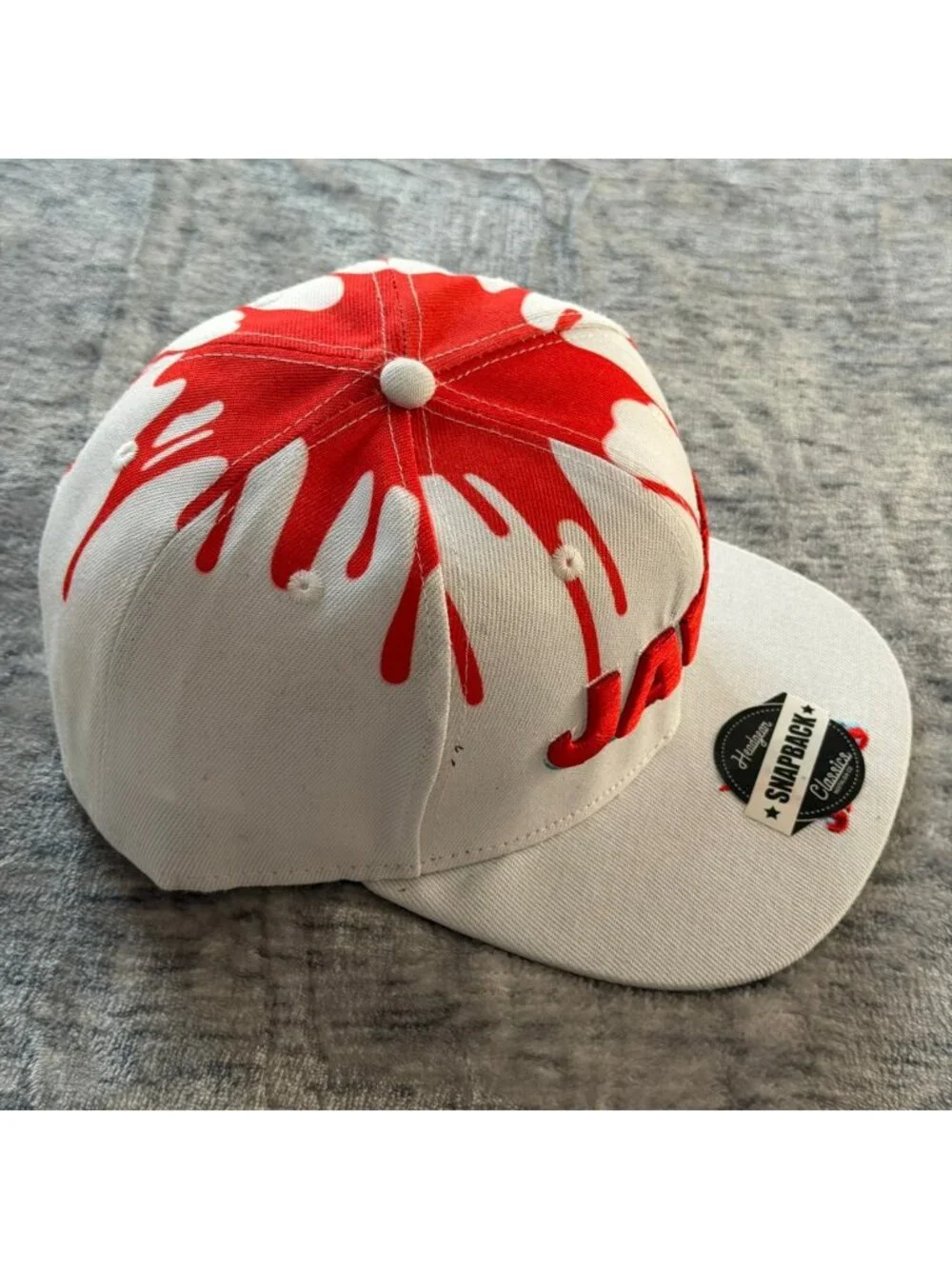Headgear Classics Jaws Movie Snapback Hat Men's Adjustable White Red Splatter